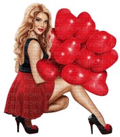 MUJER CON GLOBOS - Free PNG