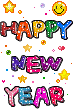 colorful happy new year newyear stars - GIF animasi gratis