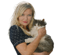 Femme avec son chat - gratis png