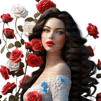 Woman roses white red Rox - nemokama png