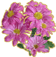 Bouquet of pink  flowers glitter - GIF animate gratis