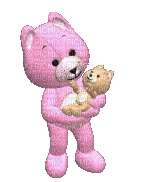Kaz_Creations Animated Mother Teddy Bear With Baby Bear - Gratis animeret GIF