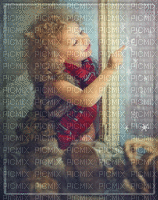 girl child enfant window fenetre room chambre snowfall fond background  human person people winter hiver - Бесплатни анимирани ГИФ