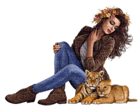 autumn woman with tiger by nataliplus - kostenlos png