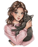 Girl and cat - Free PNG