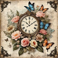springtimes background vintage clock - PNG gratuit