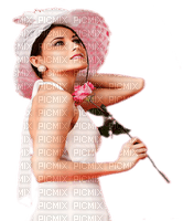Femme avec un chapeau et une rose - δωρεάν png