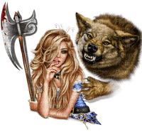 woman and wolf by nataliplus - Free PNG