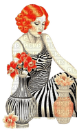 loly33 femme art deco fleur - Free PNG