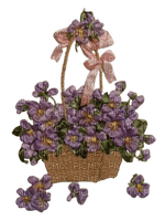 basket with violets - PNG gratuit