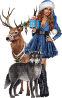 Christmas. Reindeer. Wolf. Woman. Leila - δωρεάν png