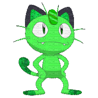 Green Meowth - Ilmainen animoitu GIF