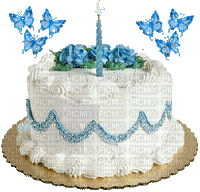 Birthday Cake with Butterflies - GIF animado gratis