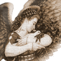 Y.A.M._Angel bird dove sepia - Free PNG
