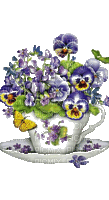 Stiefmütterchen, Tasse, Blumen - Бесплатный анимированный гифка