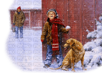 niño i perro invierno   navidad dubravka4 - Free PNG