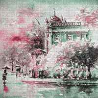 soave background animated painting  rain city - Animovaný GIF zadarmo