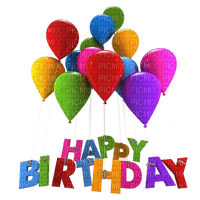 text happy birthday anniversaire geburtstag  colored  tube deco balloon ballons - Free PNG