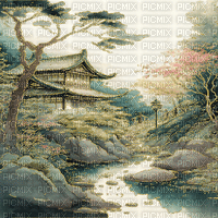 Japanese landscape - Бесплатный анимированный гифка