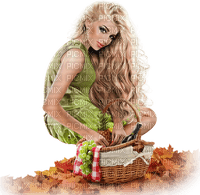 Woman. Autumn. Picnic  basket. Leila - nemokama png