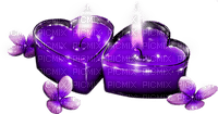 Candles.Hearts.Flowers.Purple - zdarma png