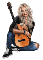 woman with guitar bp - darmowe png