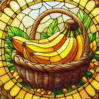 Banana Basket Stained Glass - 免费PNG