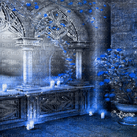 soave background animated  flowers gothic blue - GIF animé gratuit