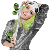 Woman with skateboard. Leila - gratis png