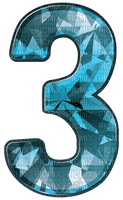 Kaz_Creations Numbers Number 3 Crystal Blue - 免费PNG