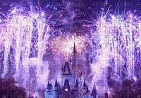 Castle.château.Paysage.Landscape.Disney.purple.Lights.Fireworks.Castillo.Victoriabea - GIF animé gratuit