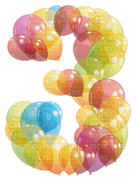 Kaz_Creations Numbers Number 3 Balloons - PNG gratuit