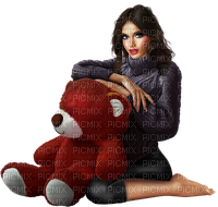 Woman with a teddy bear. Leila - Free PNG