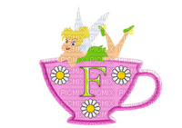 Kaz_Creations Alphabets Tinkerbell On Cup Letter F - zdarma png