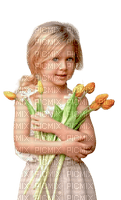 Little Girl with tulips - besplatni png