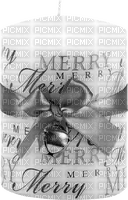 Christmas.Candle.White.Silver.Black.White - PNG gratuit