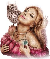 soave woman fantasy owl bird pink brown - zadarmo png