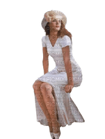 woman in white dress sit - png grátis