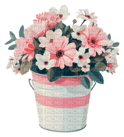 pink flower bucket Bb2 - bezmaksas png