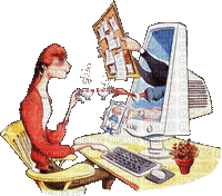 woman femme fun office computer cartoon   tube  gif anime animated animation - Free animated GIF