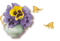 Purple Pansies & Yellow Butterflies
