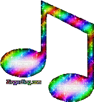Rainbow Color Music Note Glitter - Free animated GIF