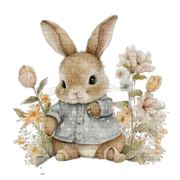 Hase mit Frühlingsblumen - nemokama png