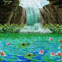 waterfall background animated - Zdarma animovaný GIF