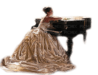 kvinna-sitter-piano - gratis png