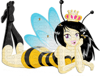soave girl bee fairy yellow blue black anime - Free PNG