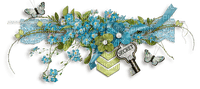 Blue green flowers deco [Basilslament] - 免费PNG