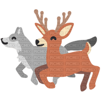 emojikitchen wolf & deer - δωρεάν png
