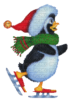 Pinguin a Patinar - Animovaný GIF zadarmo