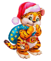 christmas  tiger  by nataliplus - Animovaný GIF zadarmo